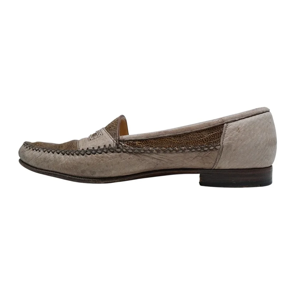 Moreschi Tan Ostrich Leather Penny Loafers Mens 9‎ Made in Italy